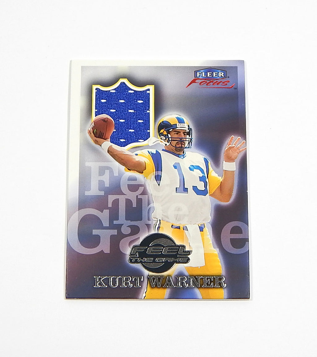 1999 Fleer Focus Feel the Game Kurt Warner RC #10FG Game Used Jersey