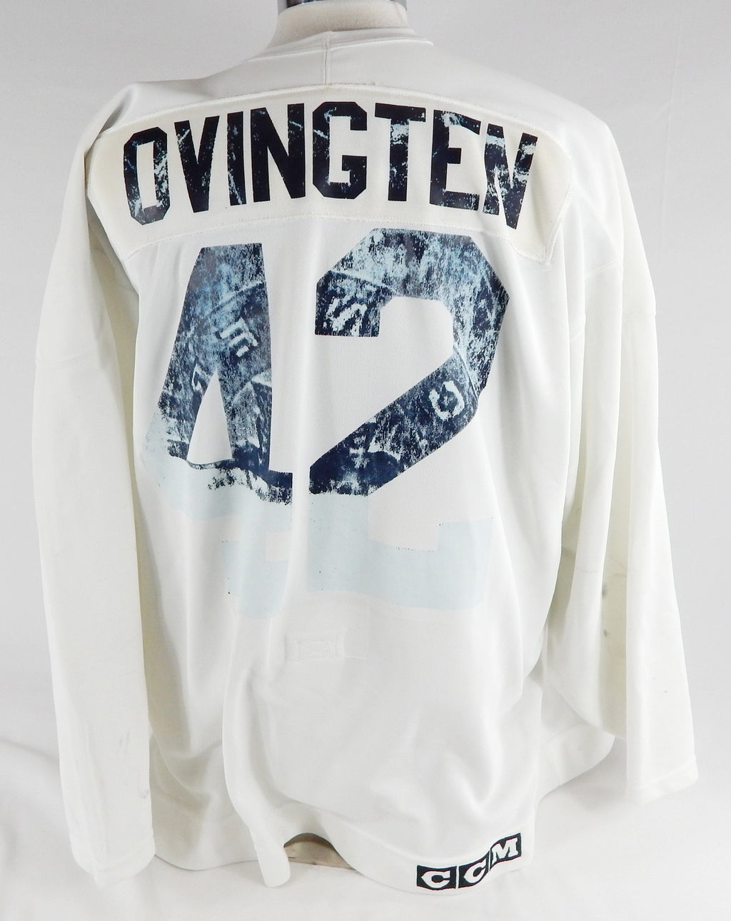 1990s Florida Panthers Chris Ovingten #42 Game Used White Practice Jersey 54 369 Pic2