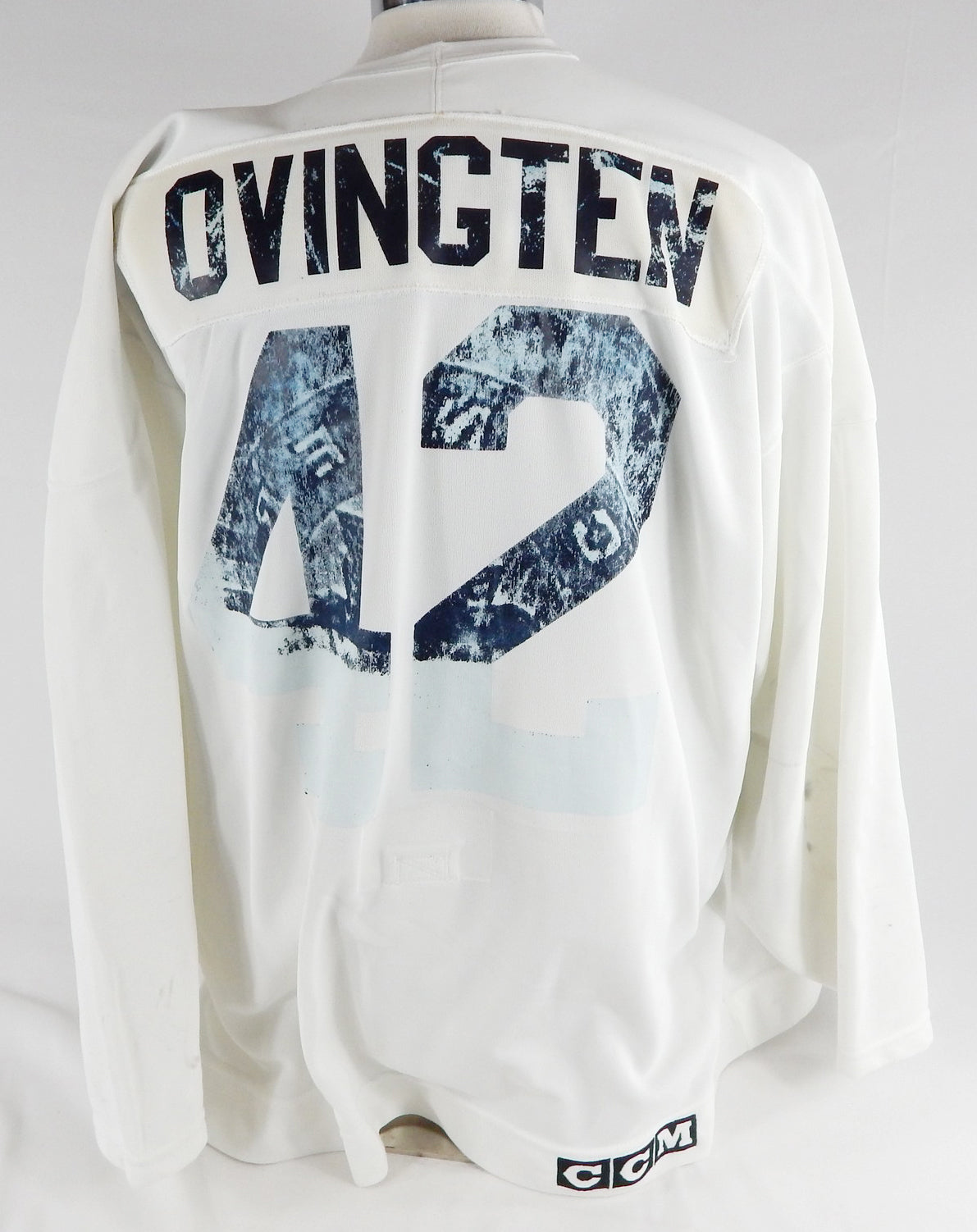 1990s Florida Panthers Chris Ovingten #42 Game Used White Practice Jersey 54 369 Pic2