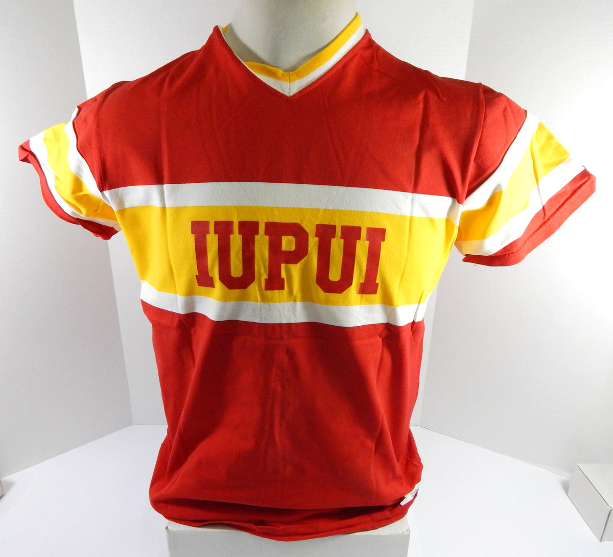 1980s IUPUI Metros #21 Game Used Red Baseball Jersey Sand Knit L DP53113 Pic2