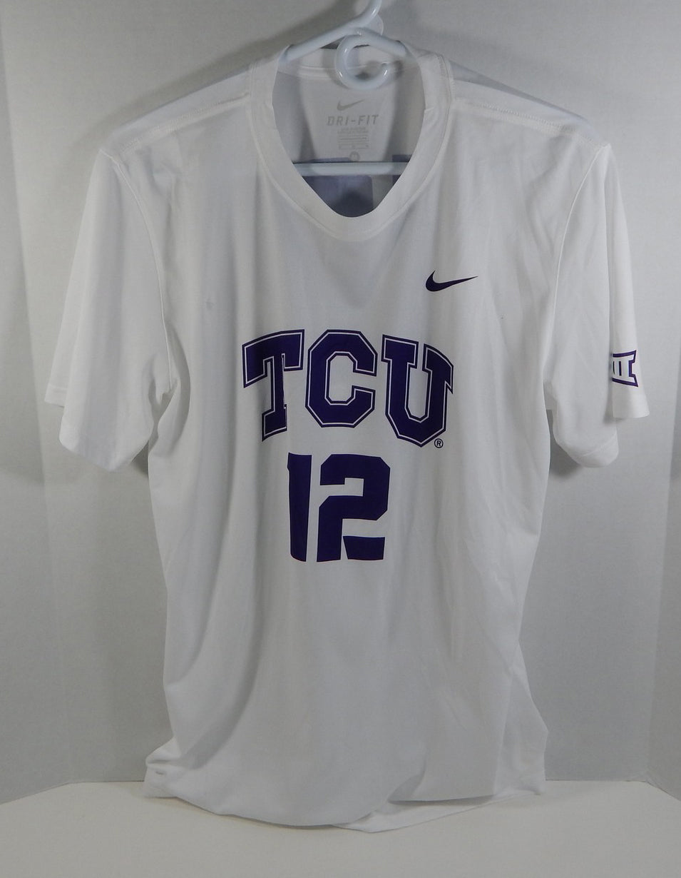 Texas Christian Uni TCU Horn Frogs #12 White Nike Soccer Game Used Jersey 776