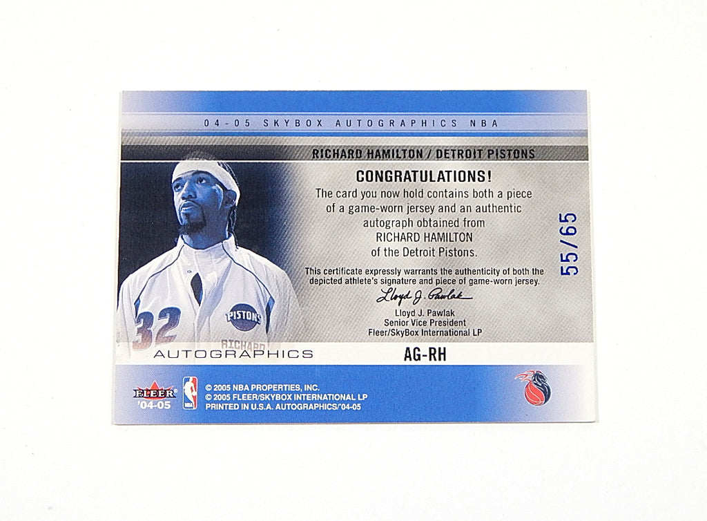 2004-05 SkyBox Autographics Autographs Jerseys Embossed Richard Hamilton /65 Pic2