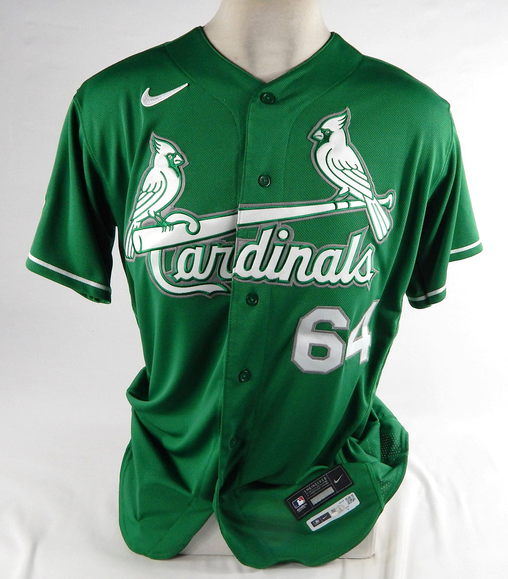 2022 St. Louis Cardinals Freddy Pacheco #64 Game Issued Green Jersey St Patrick9 Pic2
