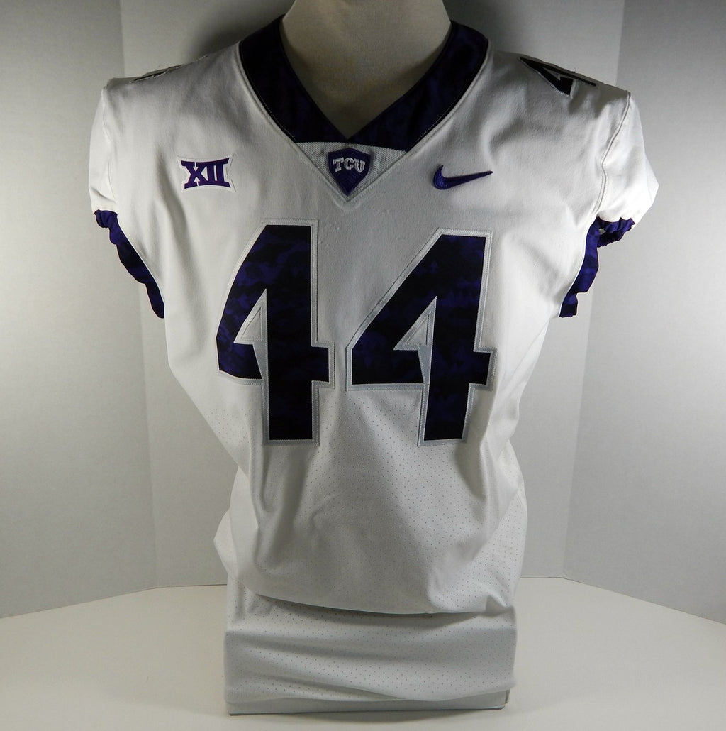 2015-18 Texas Christian Uni TCU Horned Frogs #44 Game Issued White FB Jersey 09
