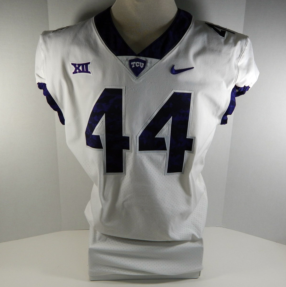 2015-18 Texas Christian Uni TCU Horned Frogs #44 Game Issued White FB Jersey 09