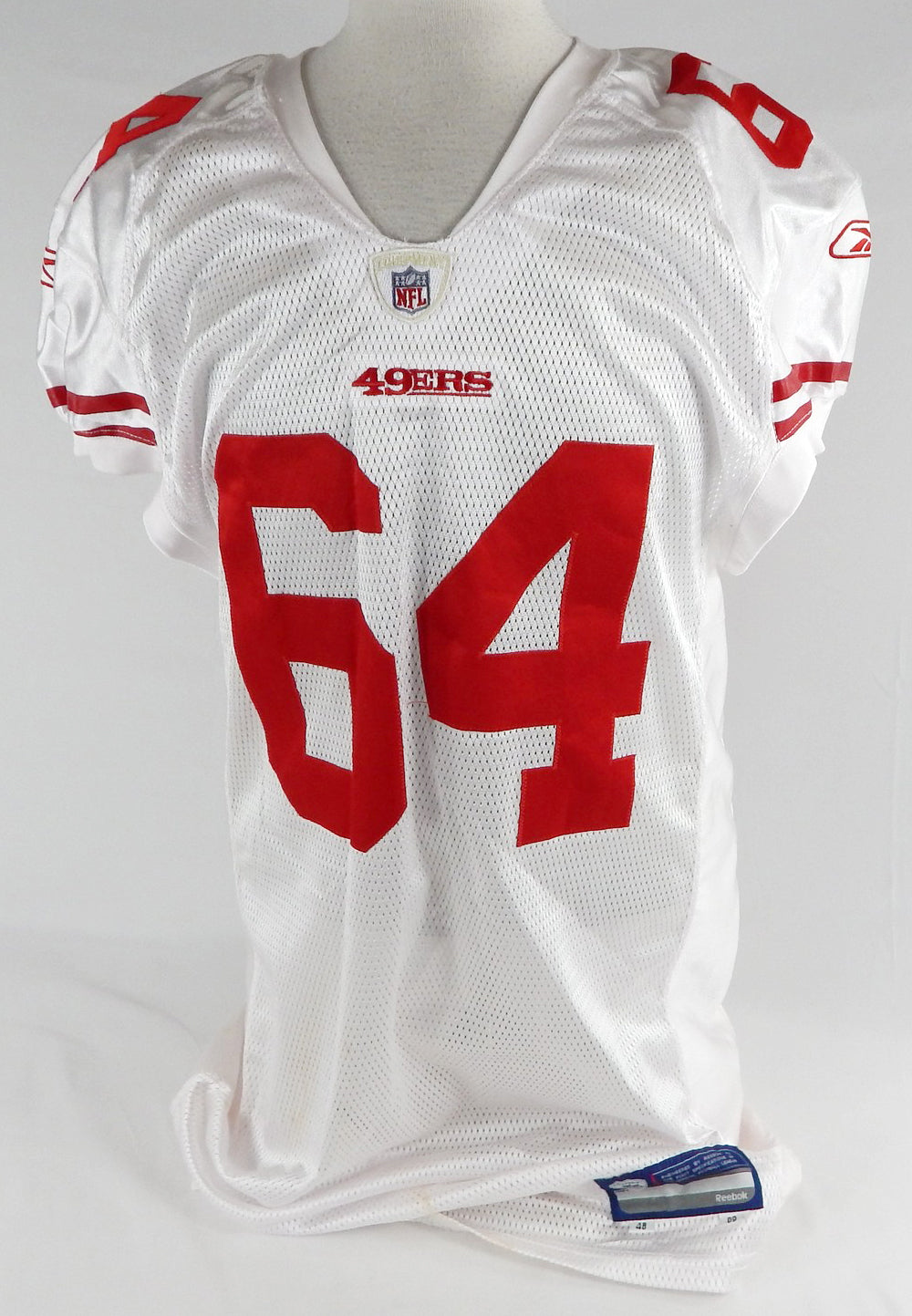 2009 San Francisco 49ers David Baas #64 Game Issued White Jersey 48 374