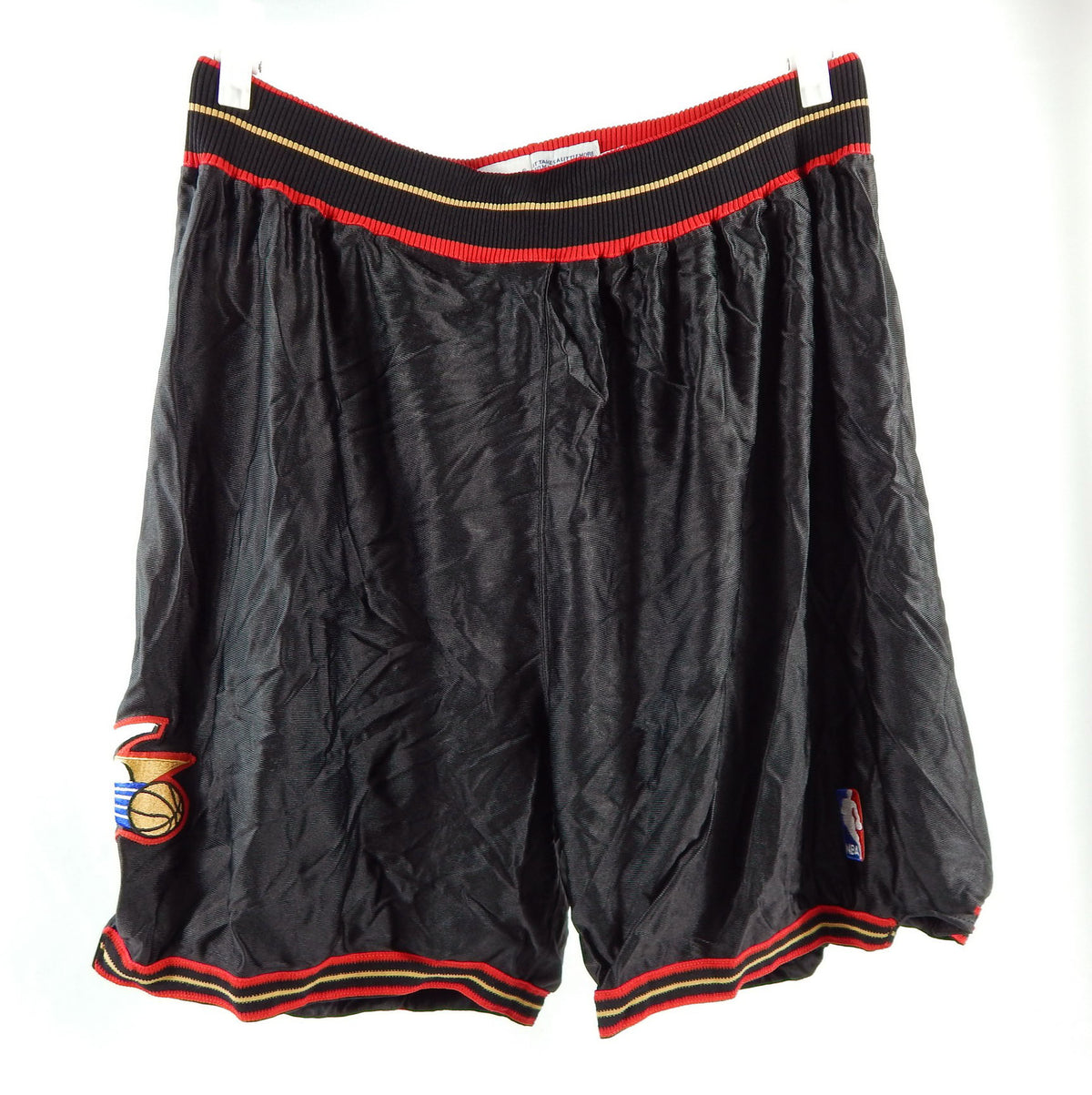 Late 1990s Early 2000s Philadelphia 76ers #1 Game Used Black Shorts 44 DP96212
