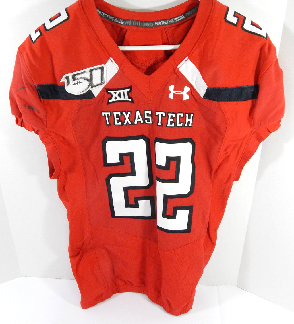 2019 Texas Tech Red Raiders #22 Game Used Red Jersey 150 Patch NP Rem 44 DP53651