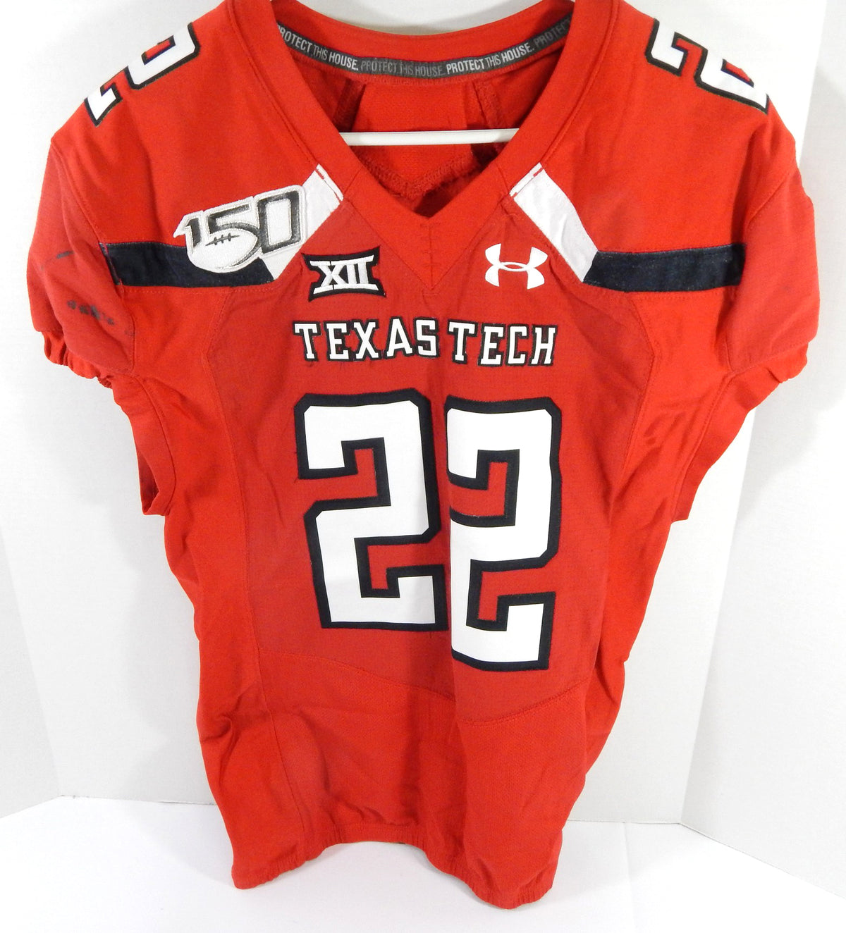2019 Texas Tech Red Raiders #22 Game Used Red Jersey 150 Patch NP Rem 44 DP53651