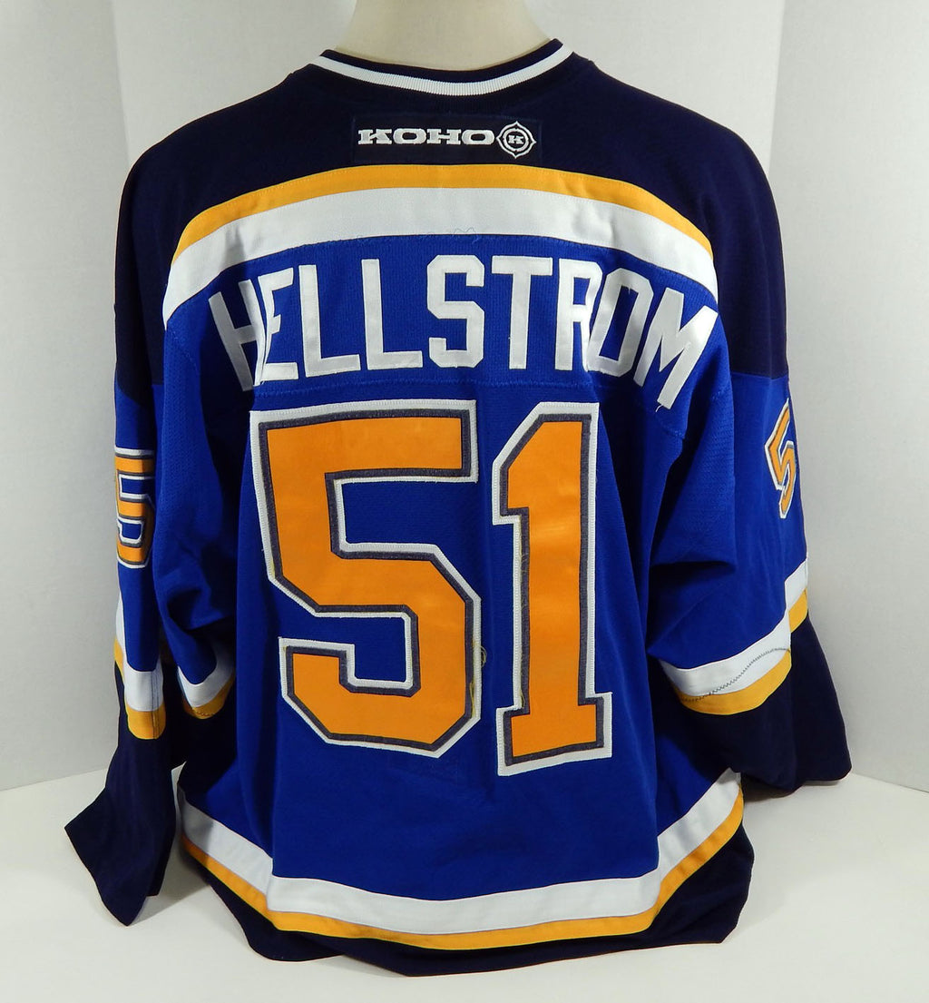 1999-00 St. Louis Blues Alexander Hellstrom #51 Game Used Blue Jersey TC 66
