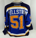 1999-00 St. Louis Blues Alexander Hellstrom #51 Game Used Blue Jersey TC 66