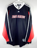 Portland Trail Blazers Adidas Climalite LS Warm Up Shirt Large Black Red New