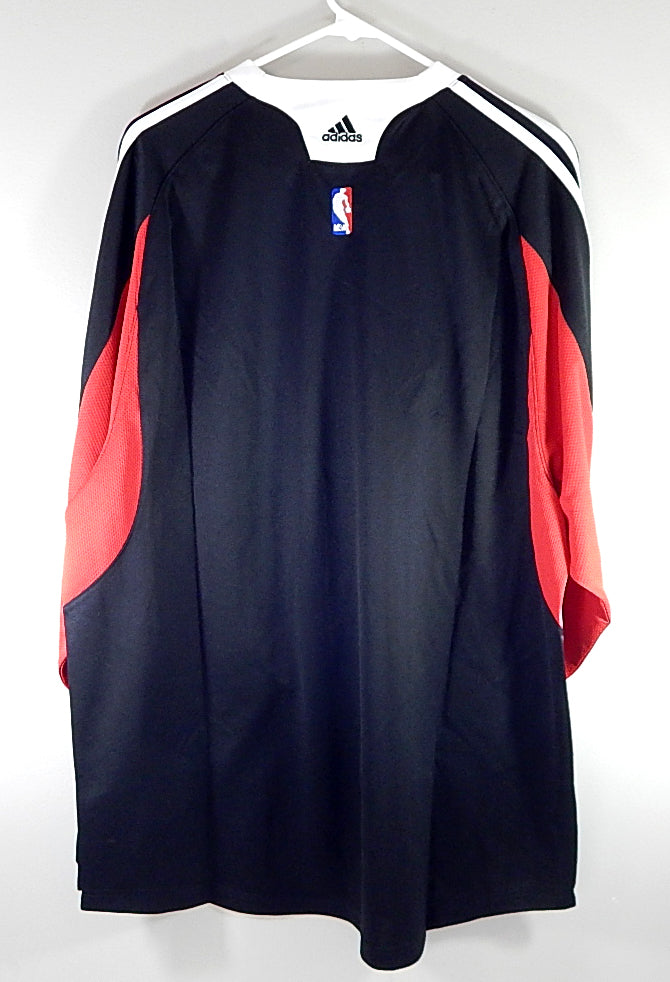 Portland Trail Blazers Adidas Climalite LS Warm Up Shirt Large Black Red New Pic2