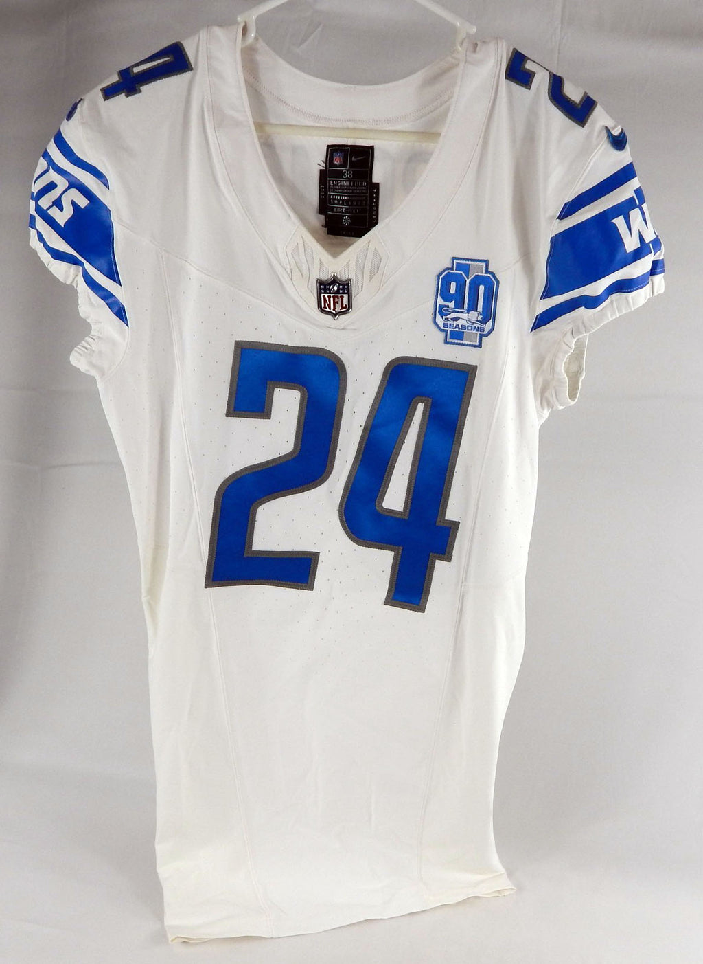 2023 Detroit Lions John Parker Romo #24 Game Issued White Jersey 90th Patch 38 5