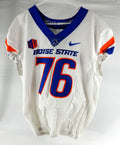 Boise State Broncos #76 Game Used White Jersey Football NP Rem 48 834