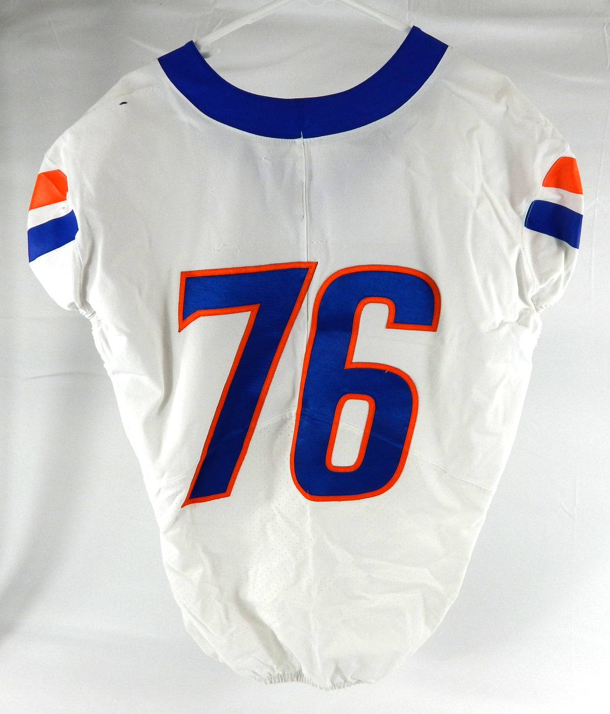 Boise State Broncos #76 Game Used White Jersey Football NP Rem 48 834 Pic2