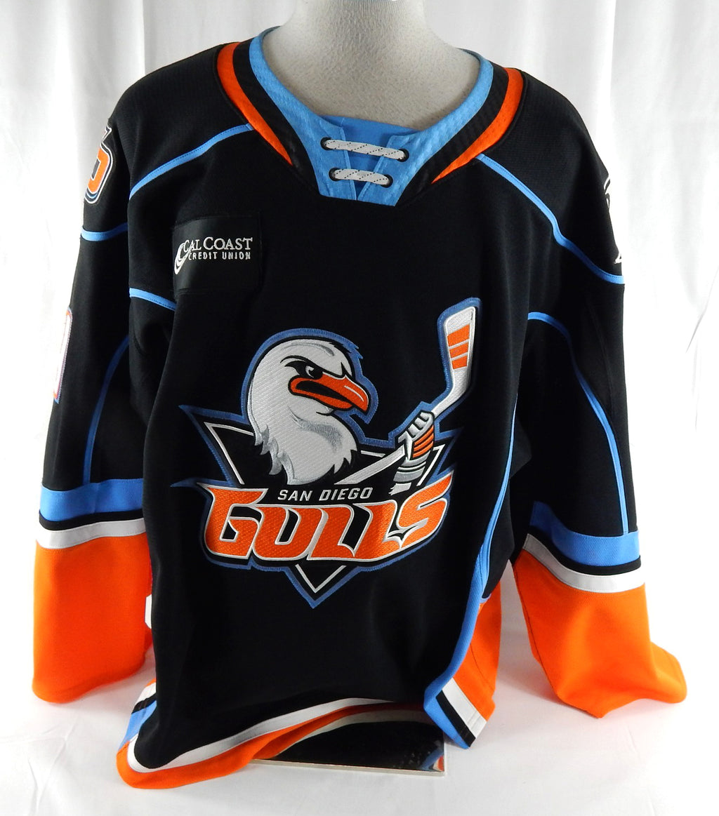 2019-21 San Diego Gulls Antoine Morand #14 Game Used Black Jersey NP Rem 5