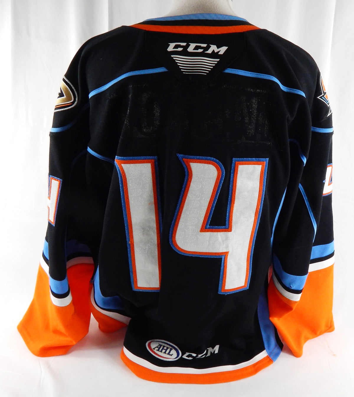 2019-21 San Diego Gulls Antoine Morand #14 Game Used Black Jersey NP Rem 5 Pic2