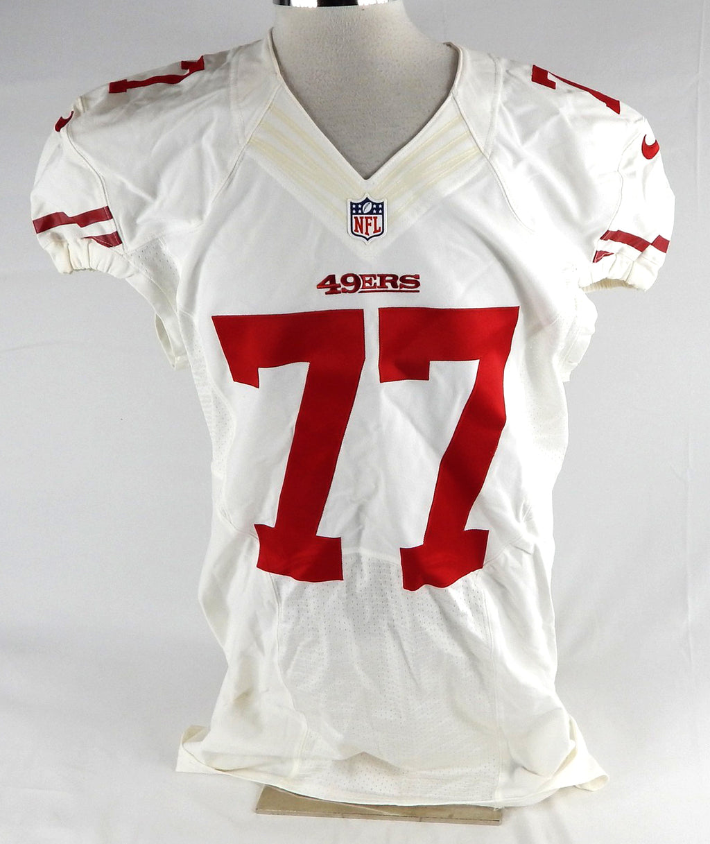 2012 San Francisco 49ers Mike Iupati #77 Game Issued White Jersey NP Rem 48 191