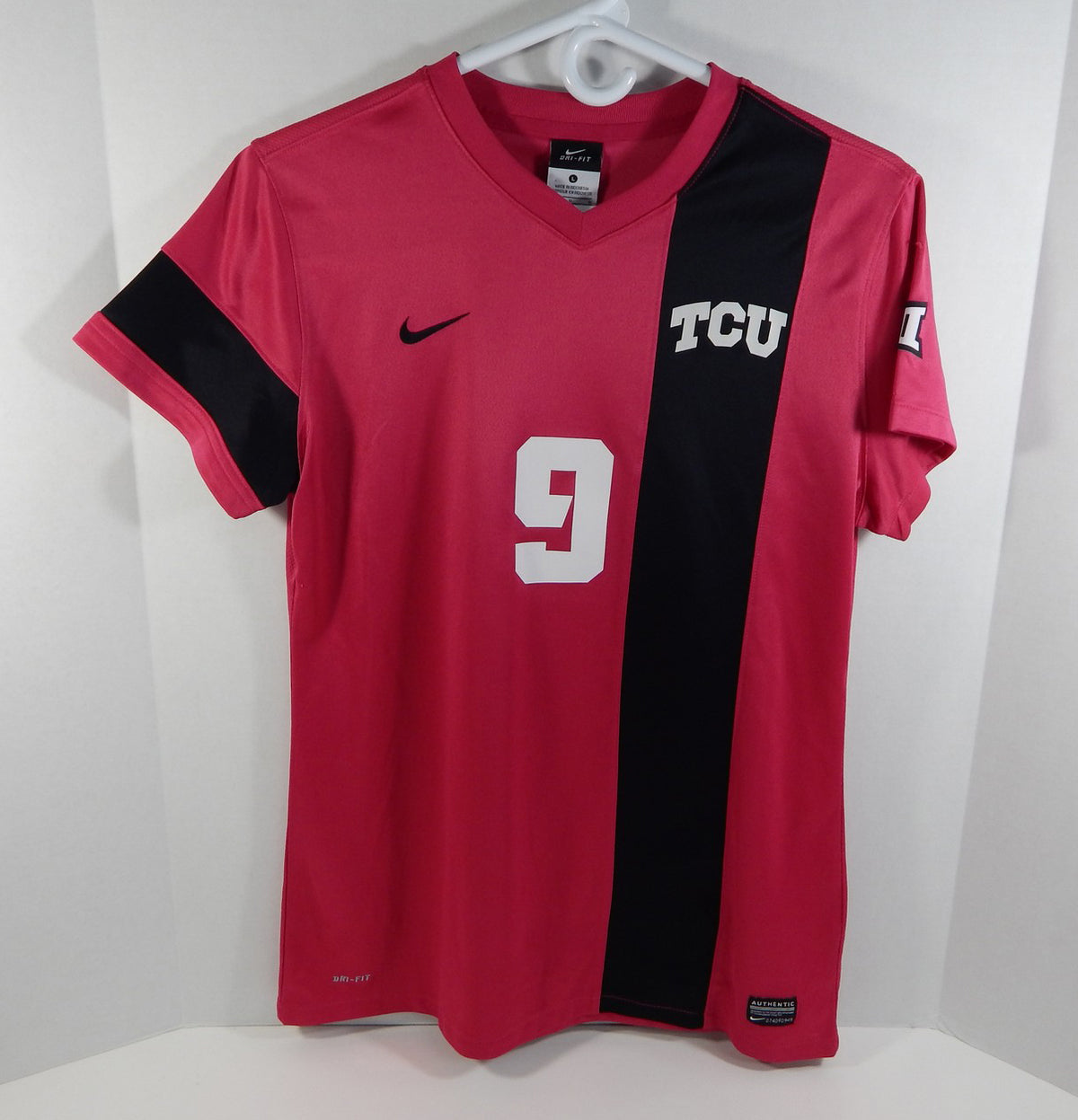 Texas Christian TCU Horned Frogs #9 Red/Black Nike Soccer Game Used Jersey 792