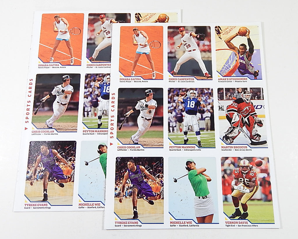 Lot of (2) 2010 Sports Illustrated for Kids 9-Card Uncut Sheets Manning Wie