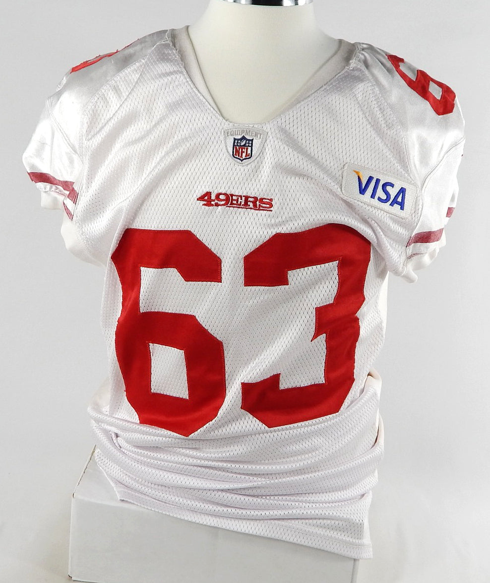 2011 San Francisco 49ers #63 Game Used White Practice Jersey 46 454