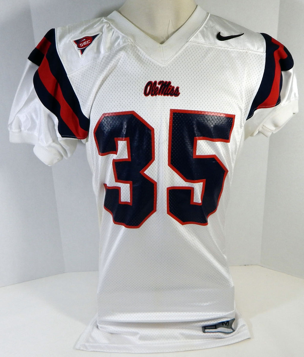 2002-05 Ole Miss Rebels #35 Game Used White Jersey Name Plate Removed M 029