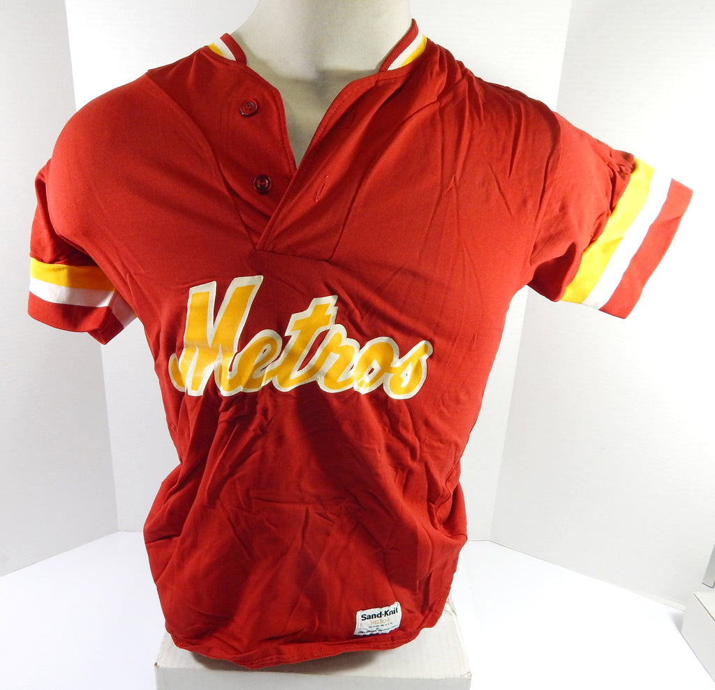 1980s IUPUI Metros #17 Game Used Red Baseball Jersey Sand Knit M DP53130 Pic2