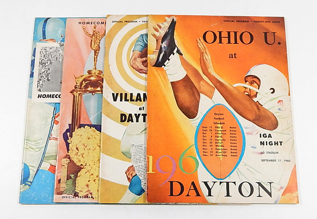 Lot of (4) Different 1954 to 1960 Dayton College Football Programs