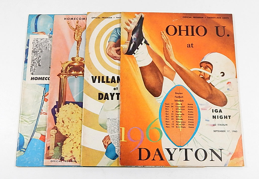 Lot of (4) Different 1954 to 1960 Dayton College Football Programs