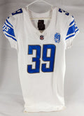 2023 Detroit Lions Jerry Jacobs #39 Game Issued White Jersey 90th Patch 38+4 985