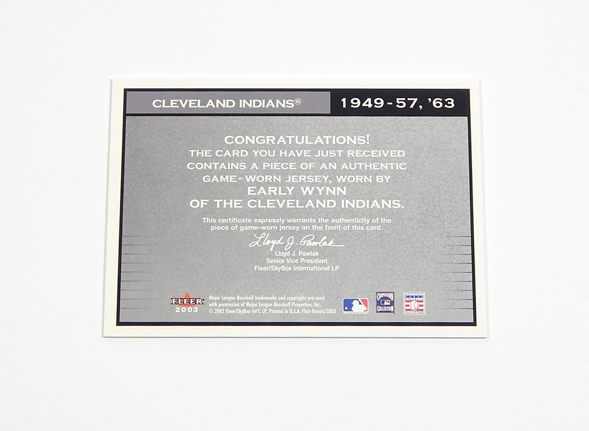 # 2003 Flair Greats Cut of History Game Used Early Wynn #26 GU Jersey Relic Pic2