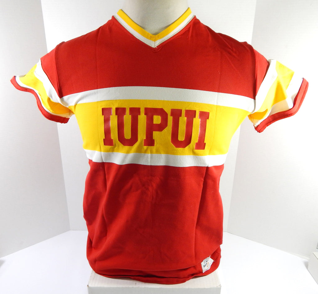 1980s IUPUI Metros #5 Game Used Red Baseball Jersey Sand Knit M DP53136 Pic2