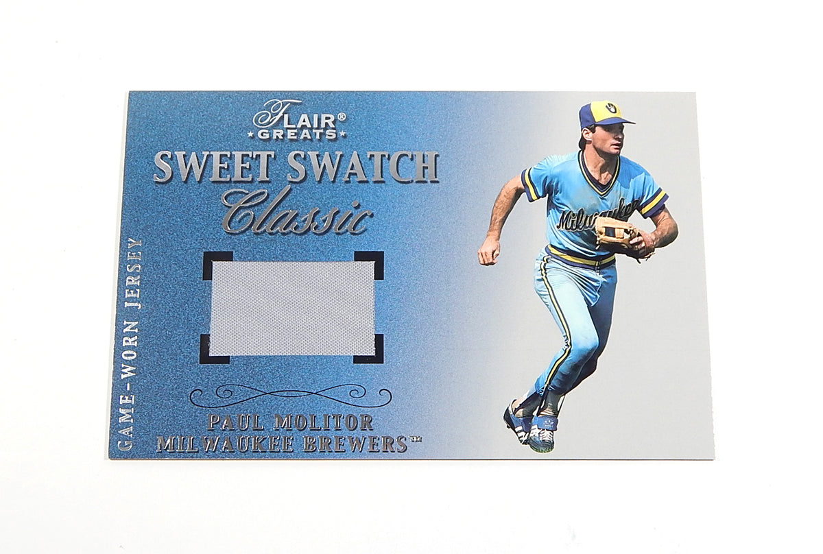 2003 Flair Greats Sweet Swatch Classic Box Topper Paul Molitor GU Jersey # /592