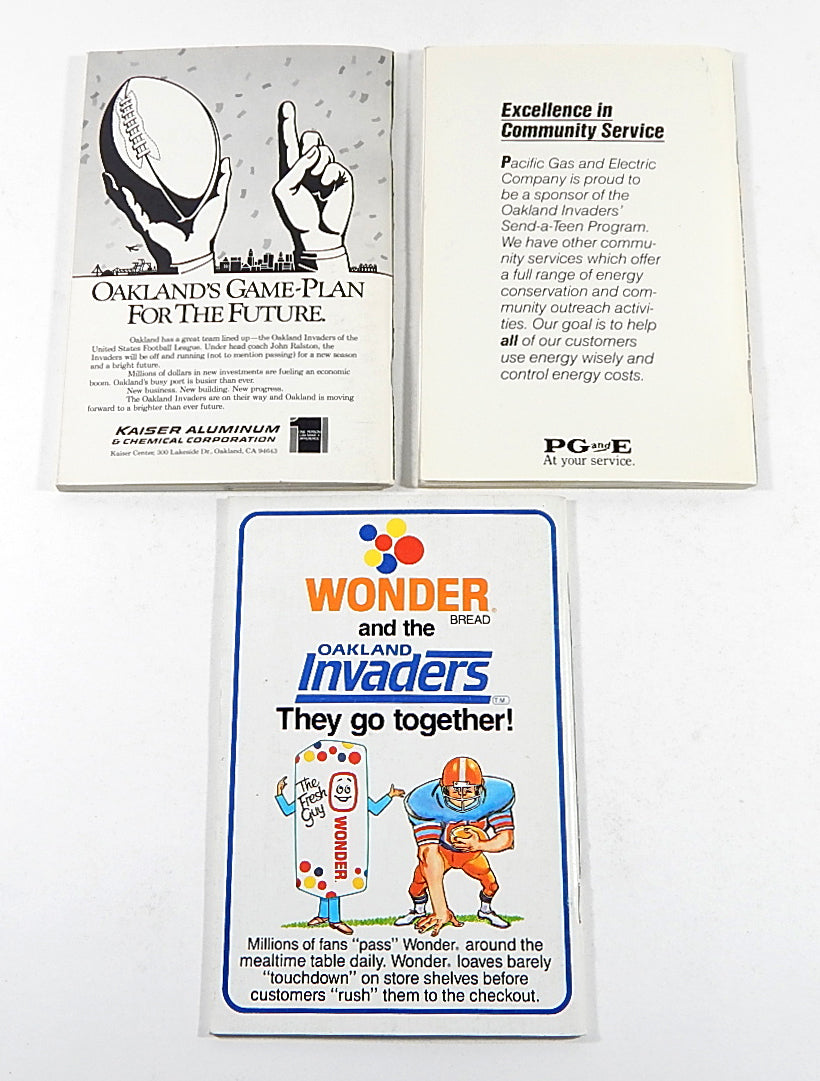 Lot of (3) Different 1983 to 1985 Oakland Invaders USFL Media Guides Pic2