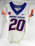 Boise State Broncos #20 Game Used White Jersey Football NP Rem 38 846