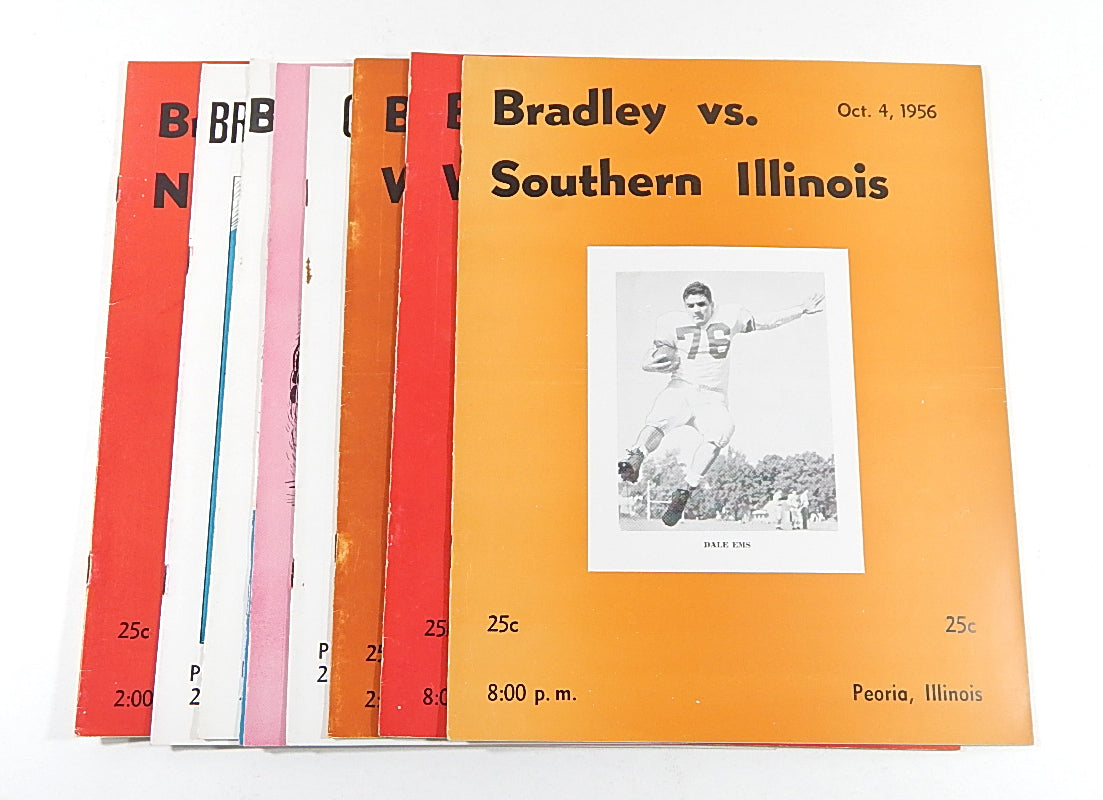 Lot of (9) Different 1956 & 1957 Bradley College Football Programs