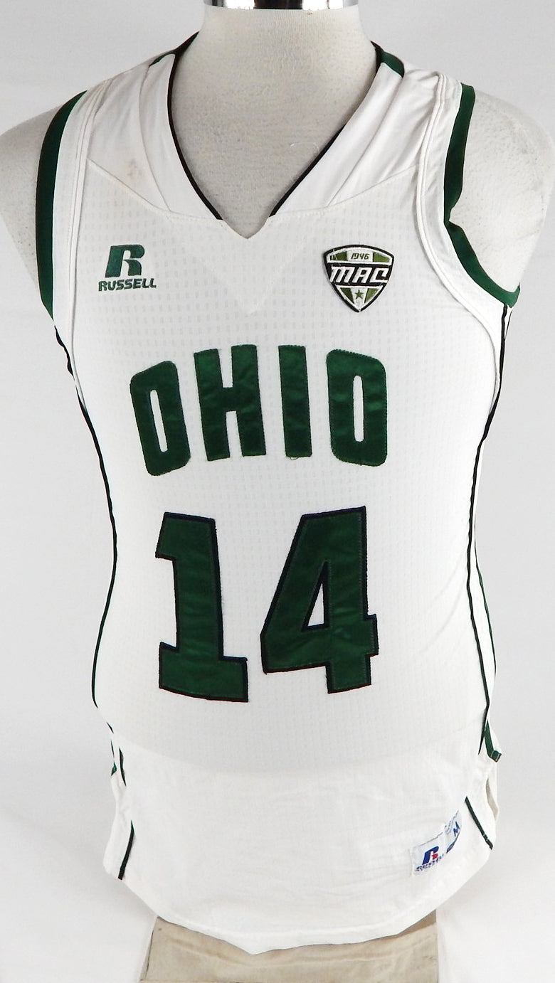 2014-15 Ohio Bobcats #14 Game Used White Jersey Basketball M 396
