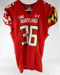2021 Maryland Terrapins Owura Berko #36 Game Used Red Jersey 44 456