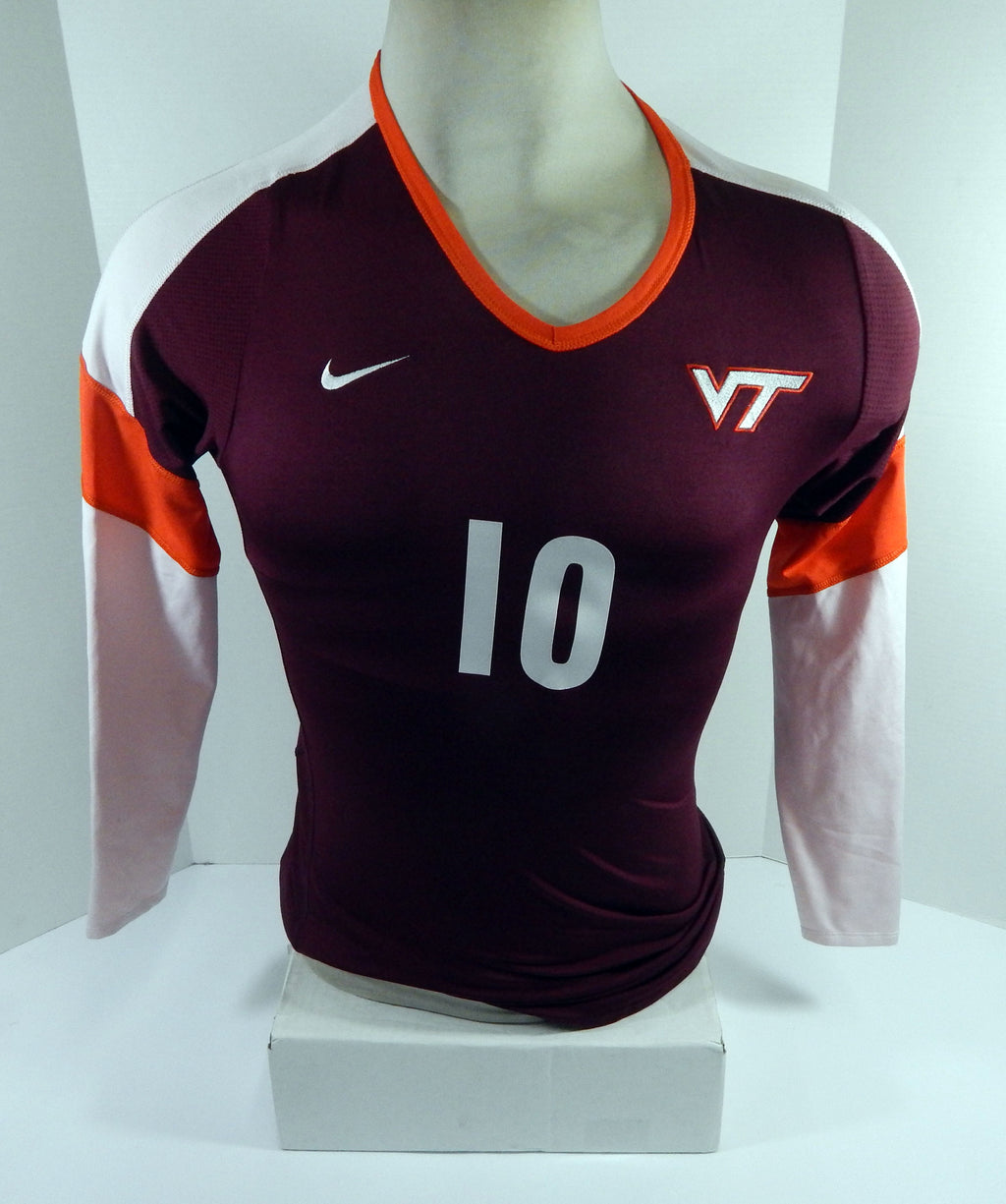 Virginia Tech Hokies #10 Game Used Maroon Volleyball Jersey M DP64509