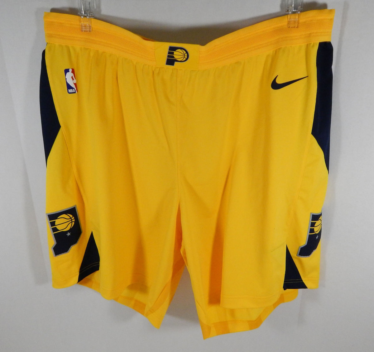 2017-18 Indiana Pacers Game Issued Yellow Game Shorts STMT Ed Nike Pro Cut 48+2