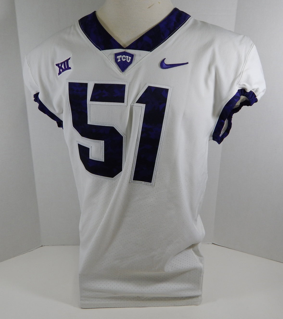 2015-18 Texas Christian Uni TCU Horned Frogs #51 Game Issued White FB Jersey 038