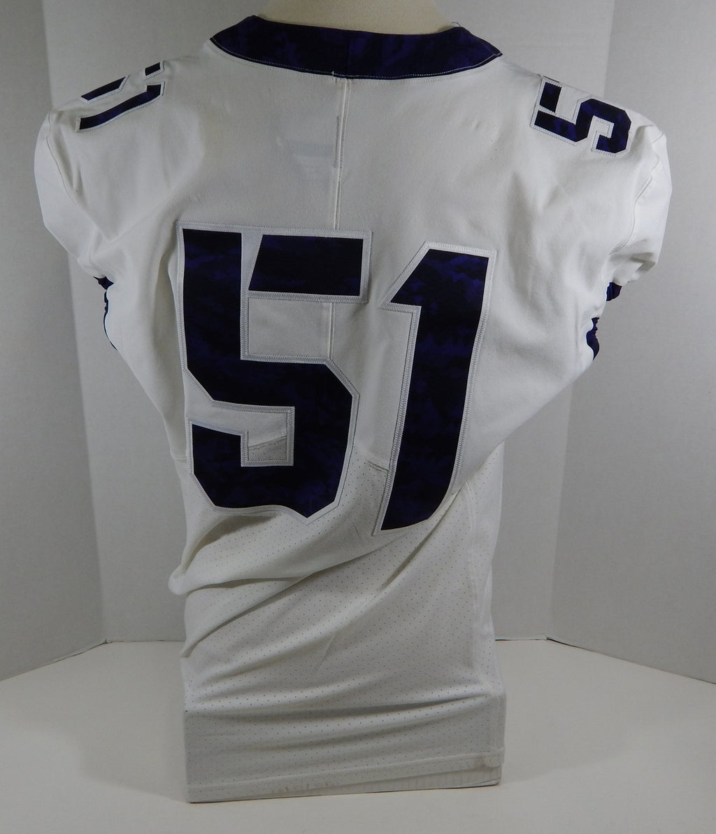2015-18 Texas Christian Uni TCU Horned Frogs #51 Game Issued White FB Jersey 038 Pic2