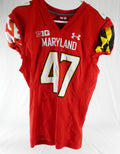2021 Maryland Terrapins Harrison Beattie #47 Game Used Red Jersey 44 460