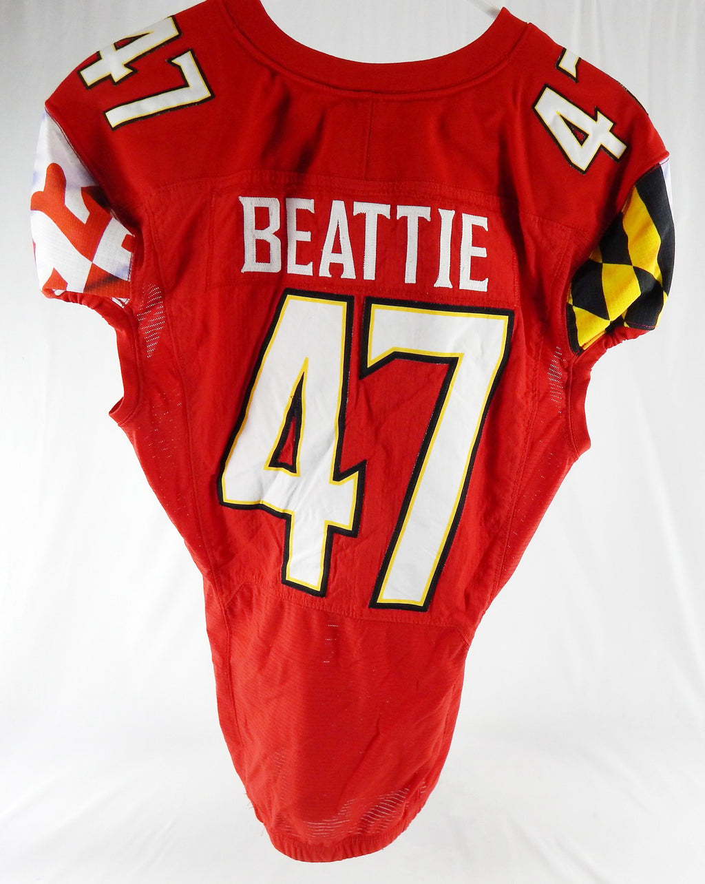 2021 Maryland Terrapins Harrison Beattie #47 Game Used Red Jersey 44 460 Pic2