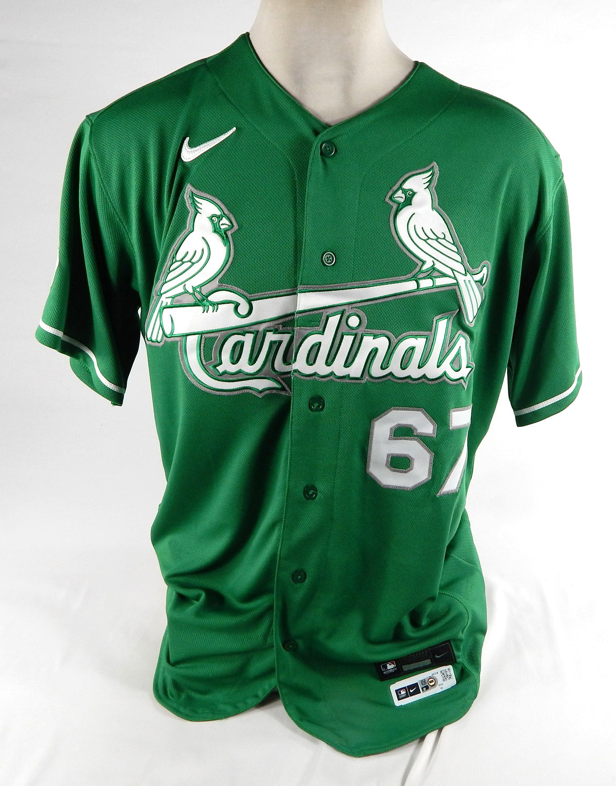2022 St. Louis Cardinals Aaron Brooks #67 Game Issued Green Jersey St Patricks 5 Pic2