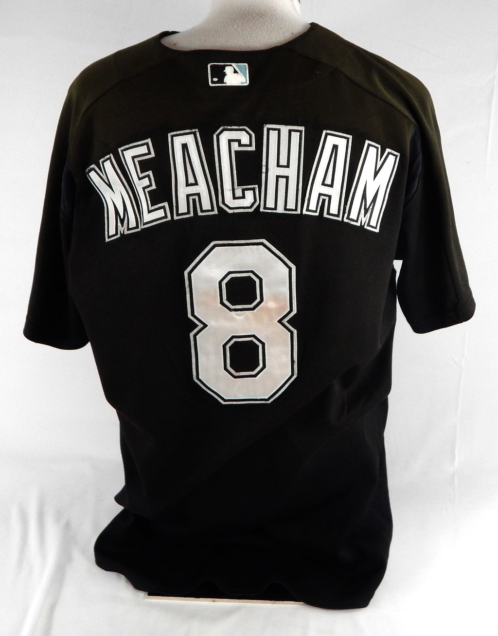 2003-06 Florida Marlins Bobby Meacham #8 Game Used Black Jersey ST BP XL 067 Pic2