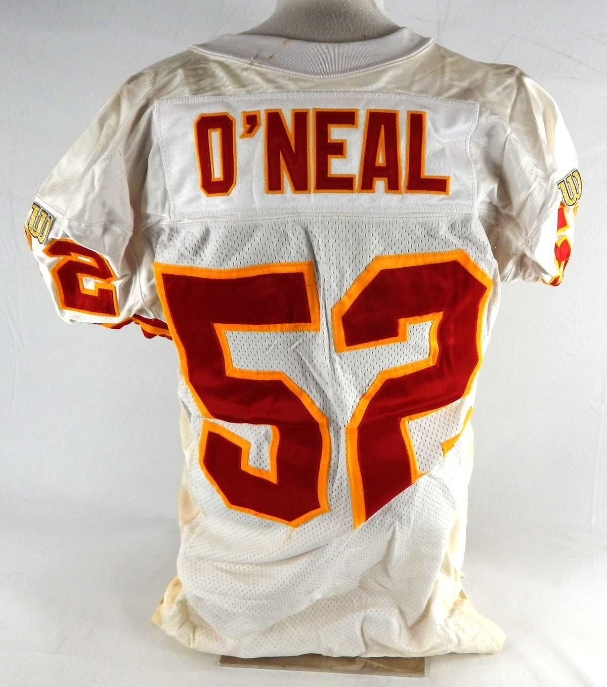 1996 Kansas City Chiefs Andre O'Neal #52 Game Issued White Jersey 48 036 Pic2