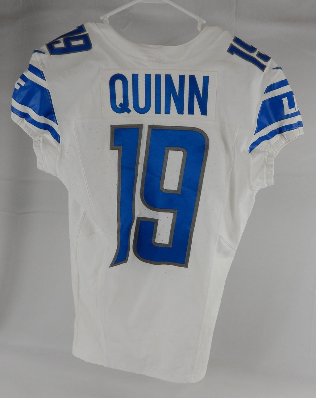 2023 Detroit Lions Trey Quinn #19 Game Issued White Jersey 90th Patch 38+4 002 Pic2