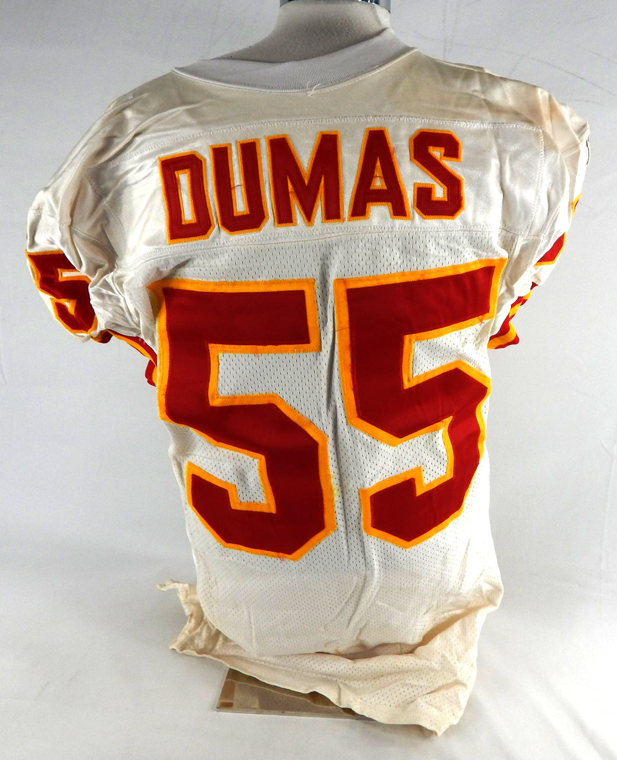1996 Kansas City Chiefs Troy Dumas #55 Game Used White Jersey 48 037 Pic2